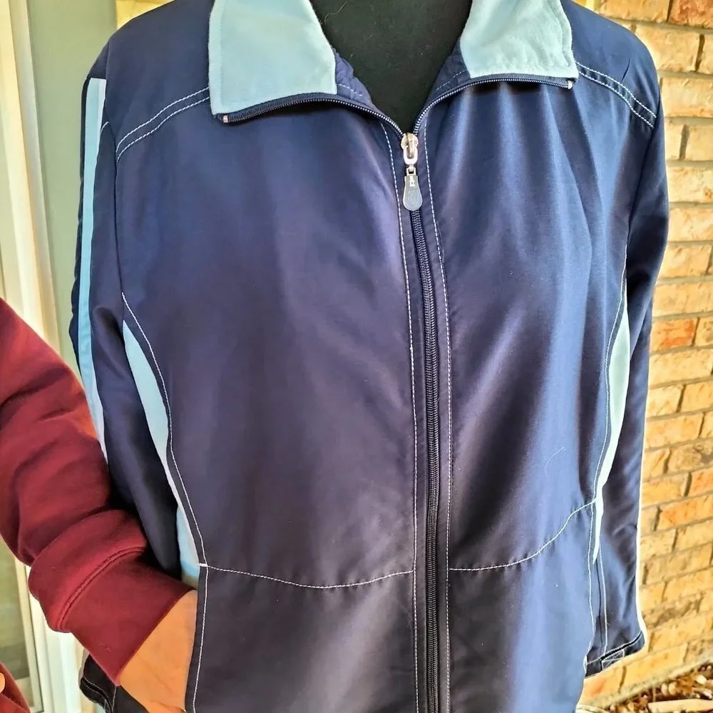 GreenTea Blue Bomber Jacket with Elastic Waistband - Picture 8 of 10